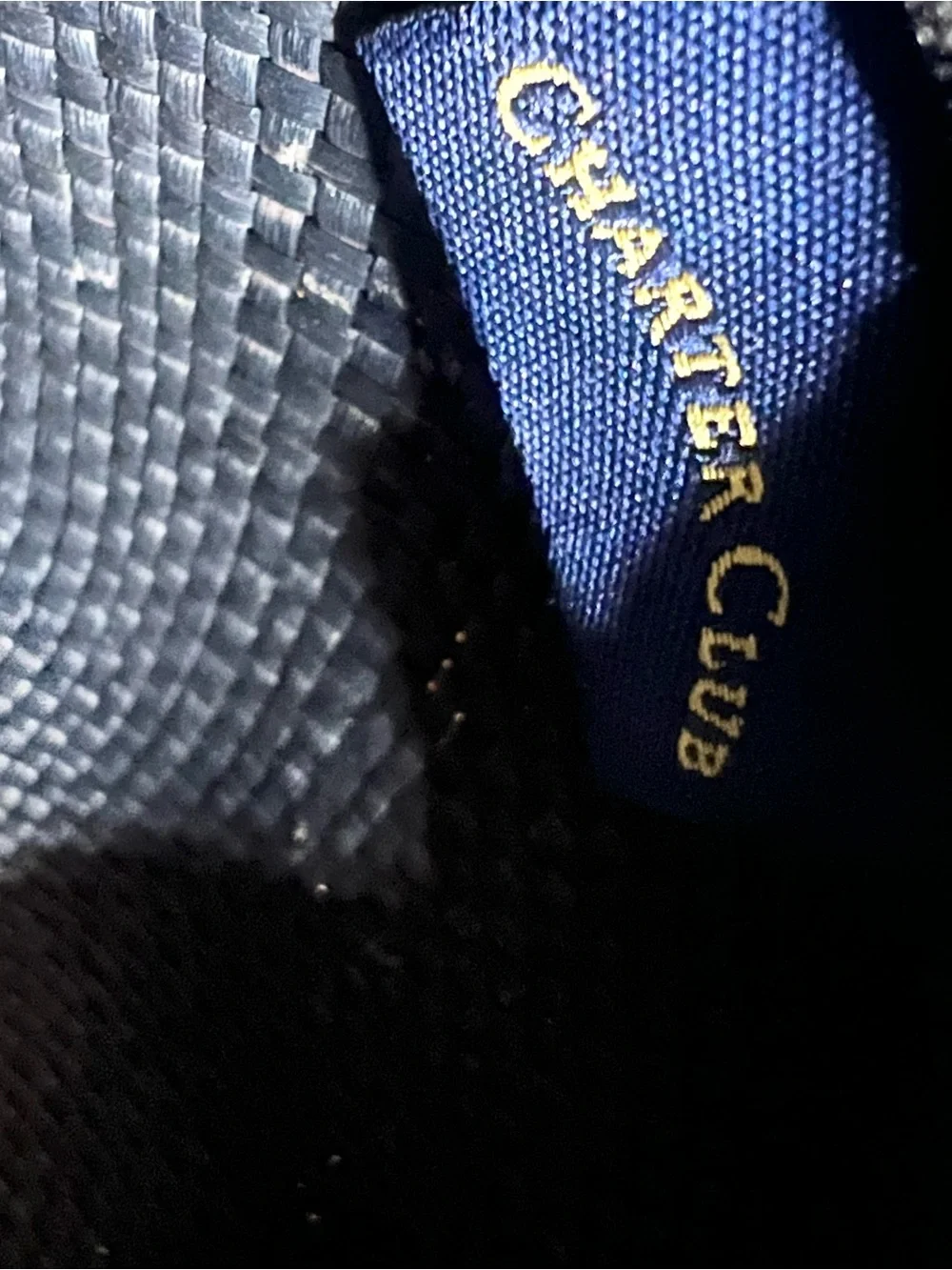 Vintage Charter Club Yellow Straw Sun Hat with Navy Blue Edge and Under Side